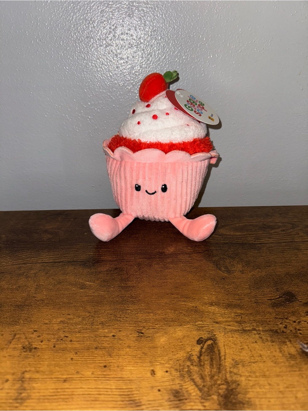 Cute Pink Cupcake Plush with Strawberry Top